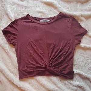 Burgundy Tie Front Crop